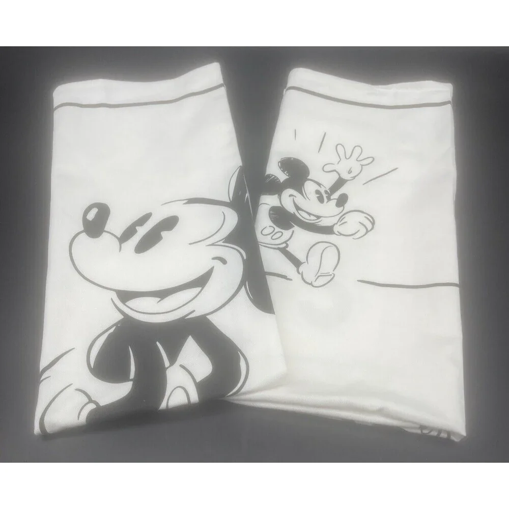 Disney Store MICKEY MOUSE Tea‎ Towels Black & White Sketch Kitchen Set Of 2